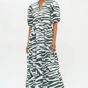 Oliphant Singita Green Puff Sleeve Maxi